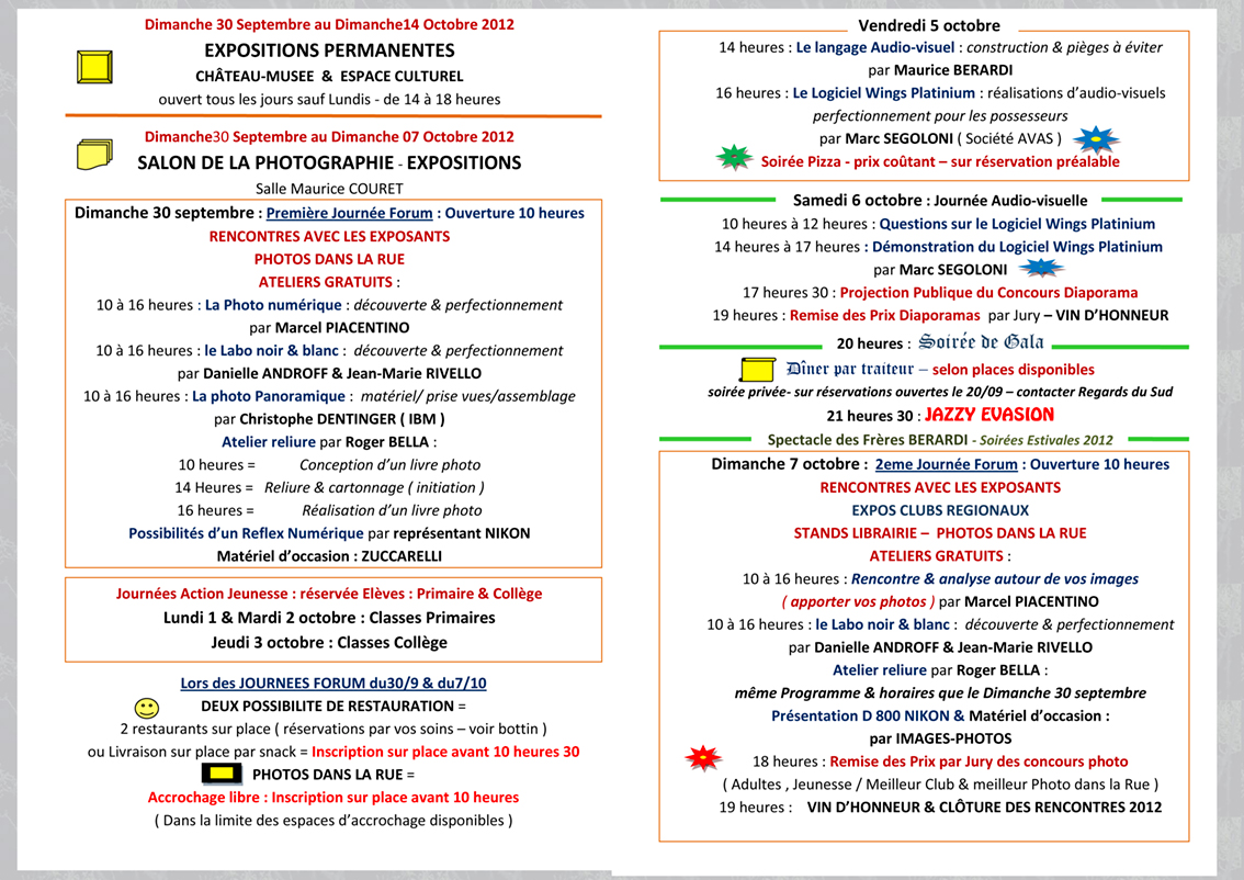 Programme des rencontres